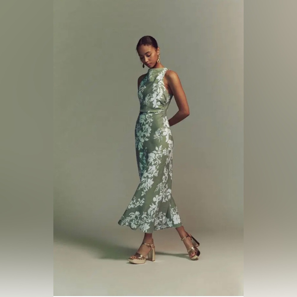 Reformation Casette Linen Dress in Willow size 12